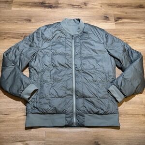 Lululemon Reversible Jacket Mens LARGE Green About Face Bomber Puffer Goose Down